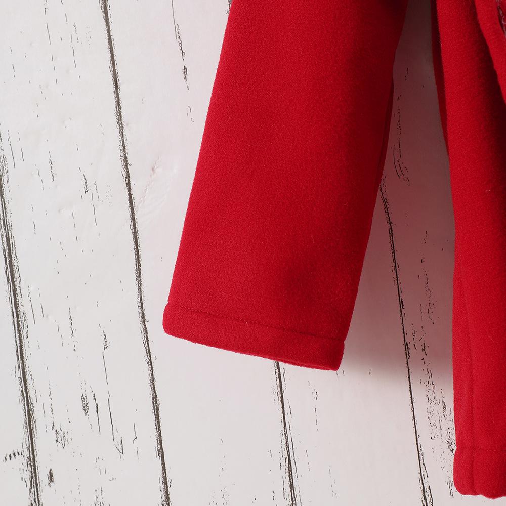 Barnkläder Ny Höst Vinter Flickors Enfärgad Fleecefodrad Huva Enkelknäppt Jacka