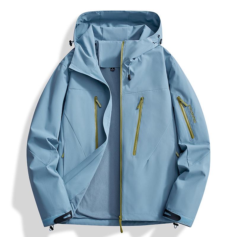 Unisex Waterproof Hooded Hiking Jacket for Autumn/Winter 3XL озеро синий