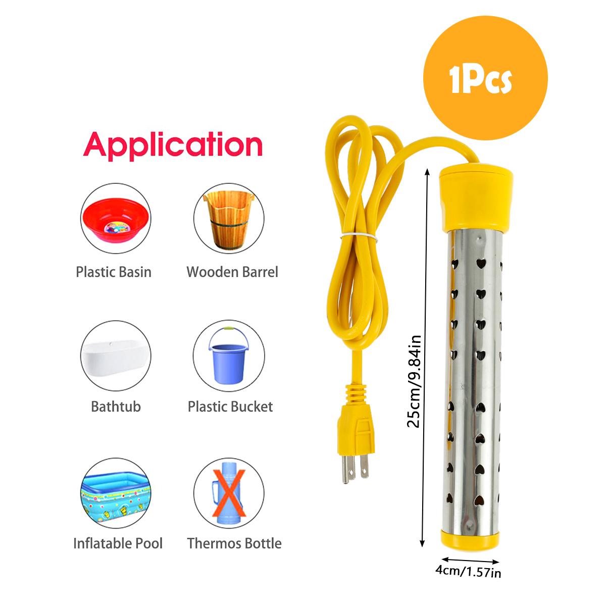 

1500 Вт Водонагреватель для бассейна Погружной Нагреватель для бассейна Трубка для нагрева воды Нагреватель Ведро Автоматическое отключение Домашний US Standard&1500w