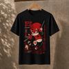 Anime Hero Cat Graphic T-Shirt Japanese Red Sun Streetwear Tee for Cat Lovers