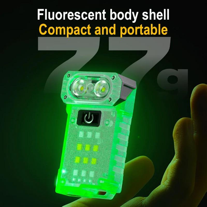 BORUiT EDC UV LED Fluorescence Flashlight Type-C Rechargeable Rotatable Torch Work Light with Clip Magnet Camping Pocket Lantern