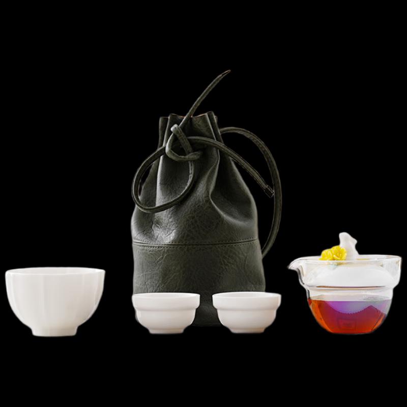 

Портативный керамический чайный набор ручной работы с цветочным узором и нефритовым кроликом