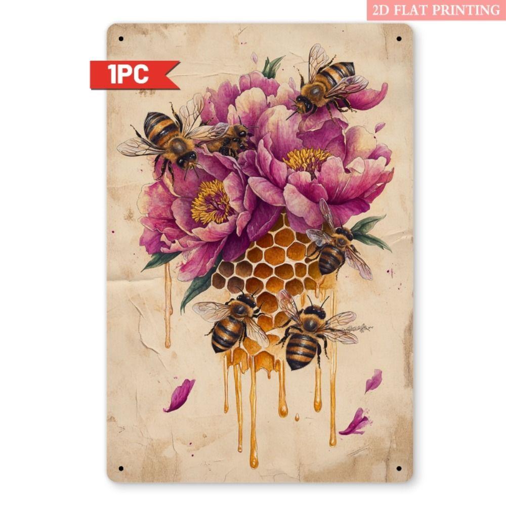 Vintage Metal Tin Sign Bird Feeding Chicks on Flowers Florist Decor For Living Room 20x30cm