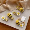 2PCS Honeybee Theme Hair Clip Set Korean Styles Hairpin Fashionable Hair Ornament Festival Decorative Hair Clip Hair Tie