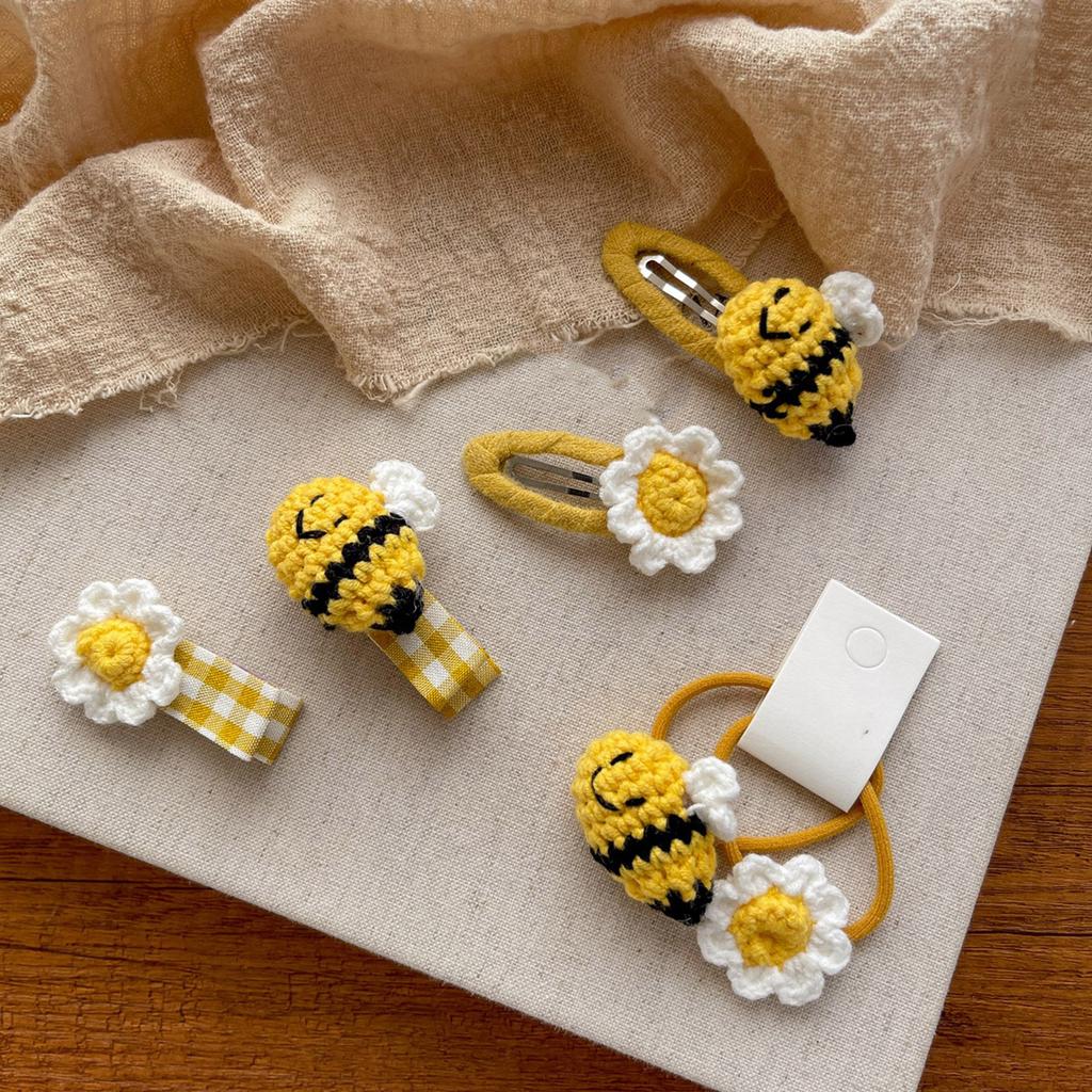 2PCS Honeybee Theme Hair Clip Set Korean Styles Hairpin Fashionable Hair Ornament Festival Decorative Hair Clip Hair Tie