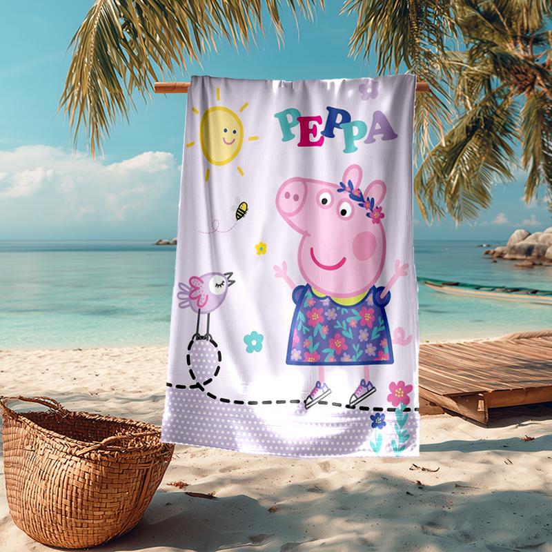 Ultra-Soft Beach Towel with Peppa Pig Theme,Ideal for Pool - Camping, Diving - Perfect Travel Essential, Vibrant Beach Towel.