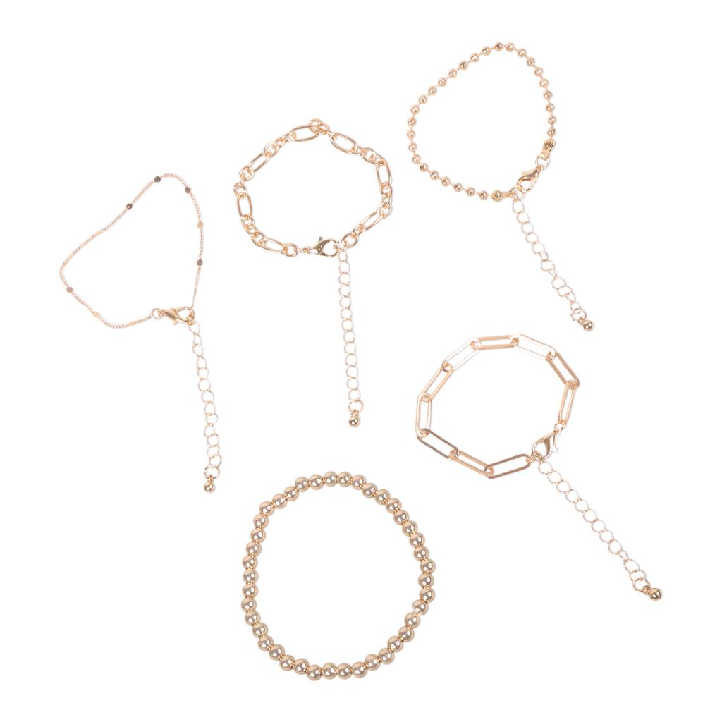 Pack of 5 Adjustable Metal Bracelet Set Stackable Wrist Jewelry Versatile Handchain For Casual and Formal Event
