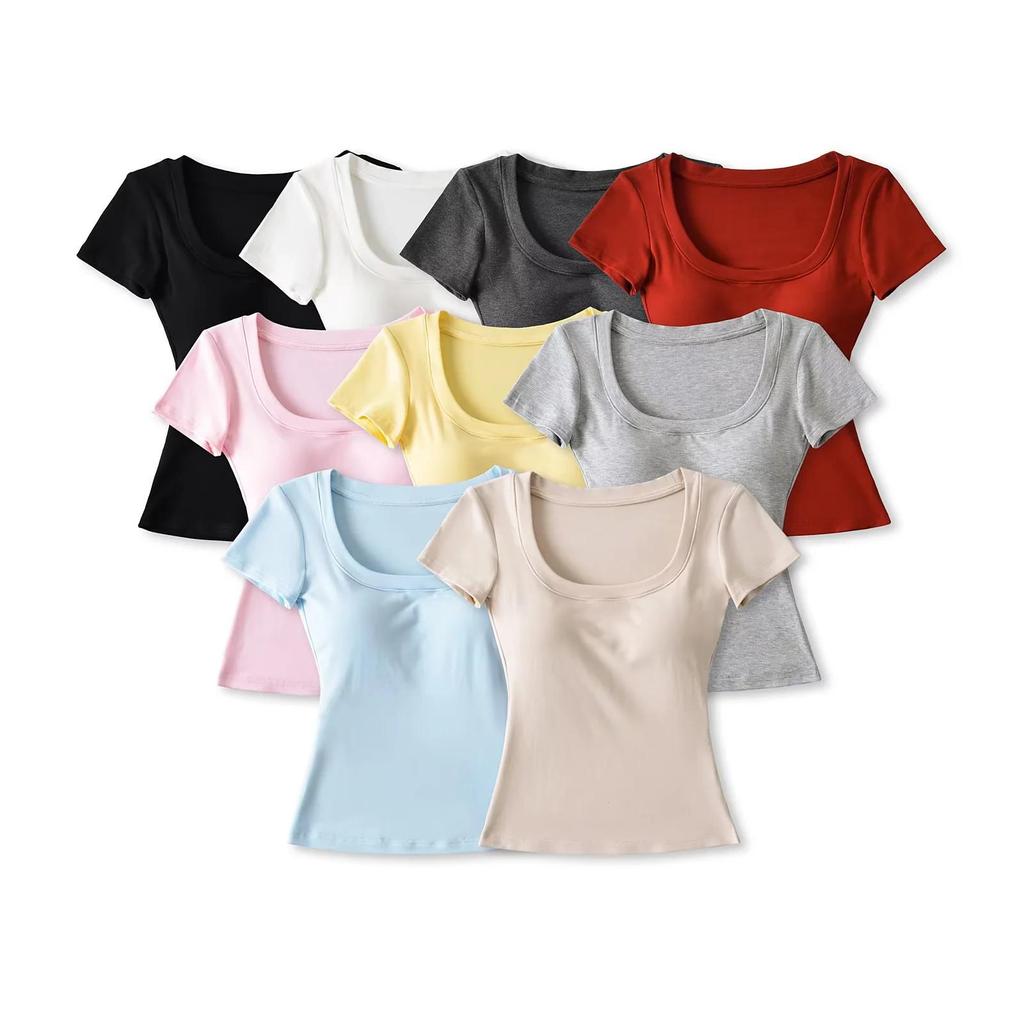 Women's Cartoon Chest Pad T-Shirt: Enhances Bust, Straight Shoulders, Short Sleeve Summer Vest