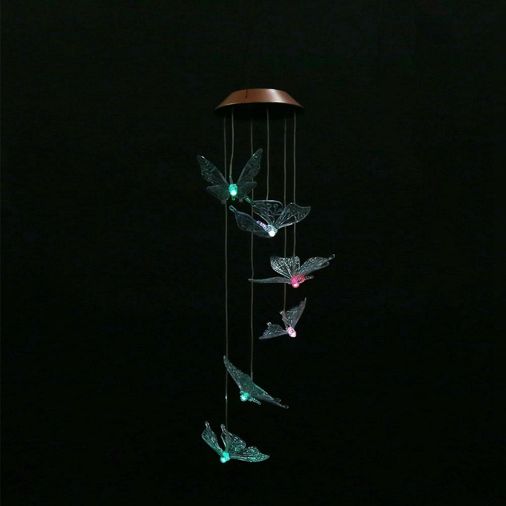 Wasserdichte LED-Solarpanel-Windspiele mit Schmetterlingen für den Außenbereich, Heim-Gartendekorationslicht (transparent)