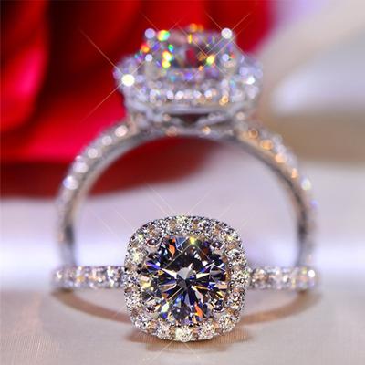 Pierścionki Moissanite 1ct genialny diament pierścionki zaręczynowe Halo dla kobiet dziewczynki obietnica prezent biżuteria ze srebra wysokiej próby