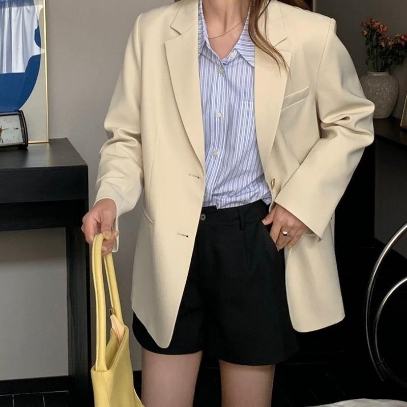 Women's Button Slim Casual Drape Business Blazer Suit Jacket Trend Coat Outwear