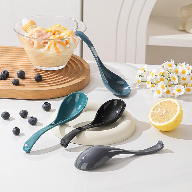 Spoon - Household High-temperature Resistant Anti-drop Clear Soup Deep-mouth Ramen Spoon, Rice Noodle Long-handled Plastic Soup Spoon
