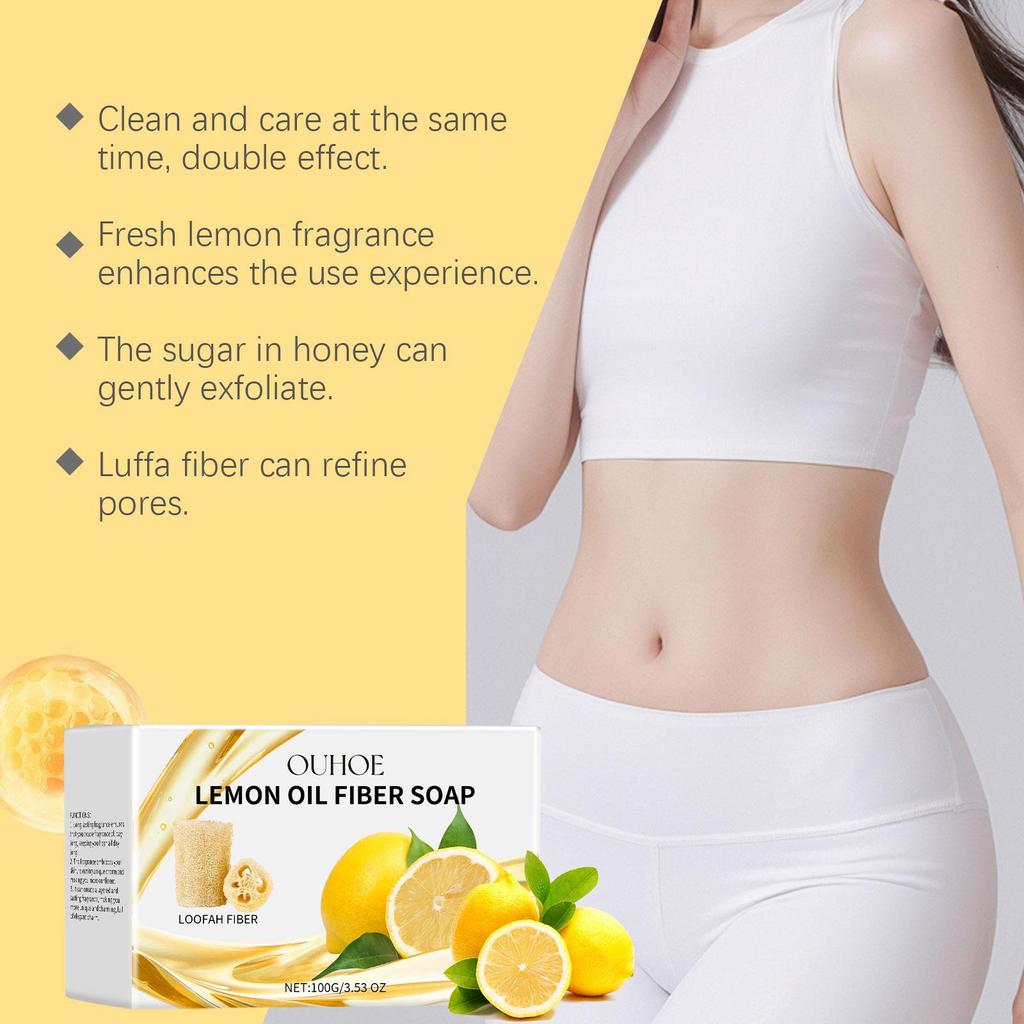 Honey Lemon Fiber Cleansing Bar Gentle Skin Care Soap for Smooth & Hydrated Skin