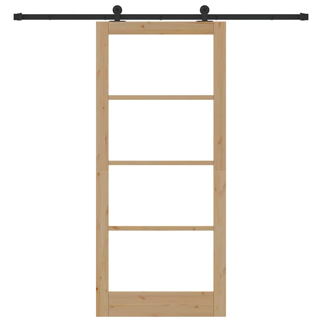 ORKDAL Sliding Door Natural 93 x 211 cm Solid Pine Wood and Glass