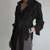Camicia Bottoni Larga Donna Ufficio Bluse Femminili Bianco Nero Arricciata Manica Lunga Cotone