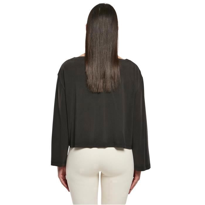 T-shirt Col Bateau Court En Modal À Manches Longues Femme Urban Classics GT - Noir - 2XL