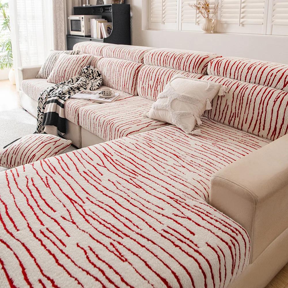 

All Inclusive Winter Plush Sofa Cover Mat Armchair Furniture Protector Non-slip Modern Couch Covers Slipcovers for Living Room 45x45 pillowcase рожевий