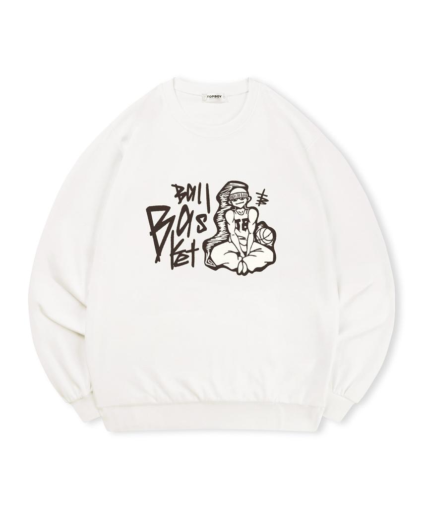 TOPBOY [Non-Fleece Or Fleece] Basketball Print Sweatshirt (Type A)