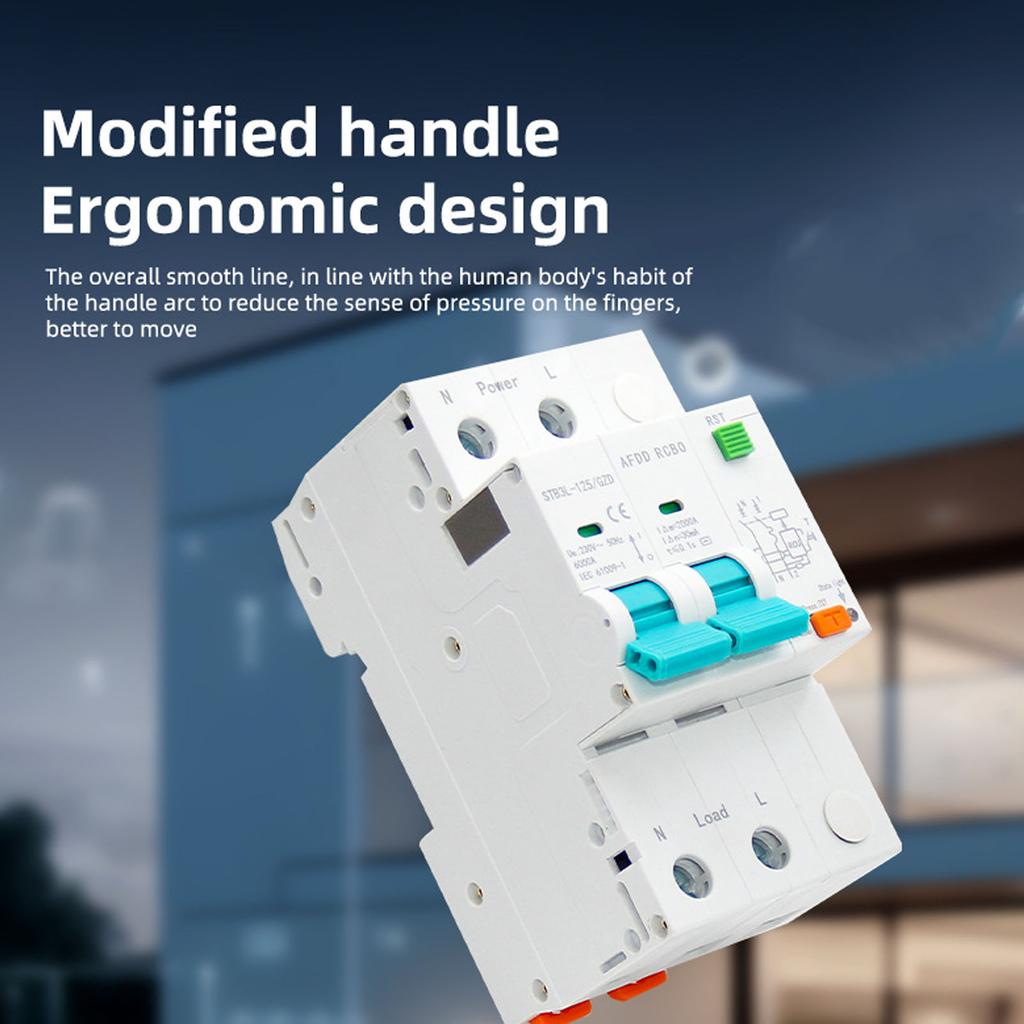 AFDD Arc Fault Protector Device 2P RCBO RCCB Circuit Breaker Interrupted Overload Earth Leakage Short Circuit Protecting