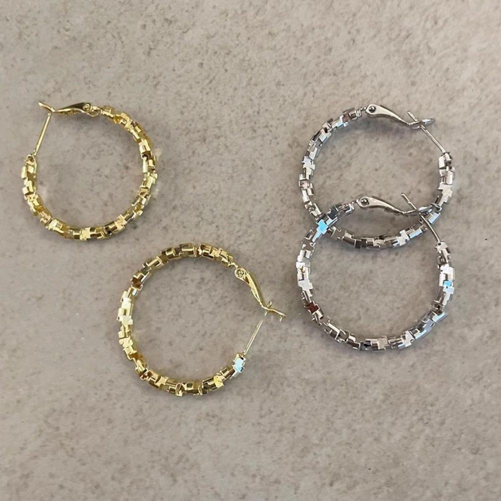 Ear Decor Circular Earrings Women Hook Piercing Ear Jewelry Accessories Round Ring Earrings  Gifts
