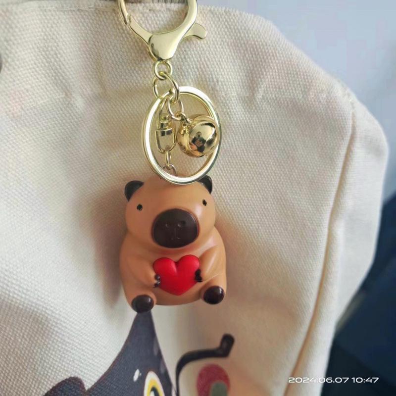 Qixi Gift: 'I Love You' Glowing Capybara Pendant & Sound Keychain