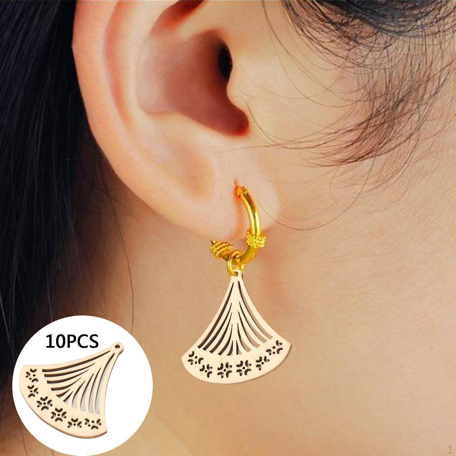 10 Деревянных Полых Серёг Необработанные Заготовки Легкие Подвески с Отверстиями для Изготовления Style 1