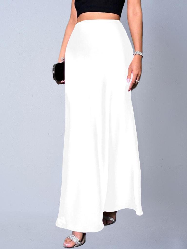 European & American Women's Imitation Silk Long Skirt, 2025 Spring/Autumn Collection