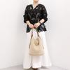 Dropped grosgrain patterned woven tote basket bag