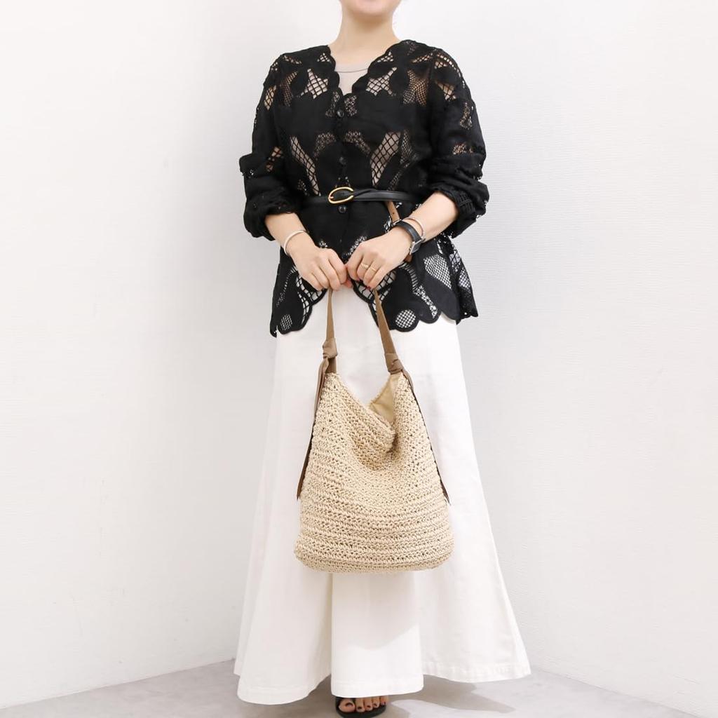 Dropped grosgrain patterned woven tote basket bag
