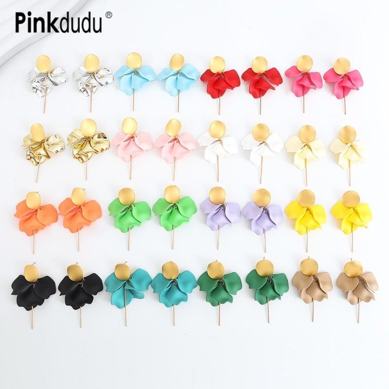 Pinkdudu Rose Flower Petal Drop Earrings Resin Gradient Color Flower Earrings Women Jewelry PD2382PD2382