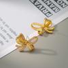 Japanese & Korean Minimalist Bow Luxury Copper & 925 Silver Stud Earrings for Women