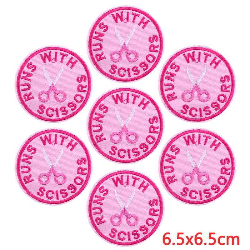 10PCS Wholesale Pink Bow Crown Lips Embroidery Patches For Clothing DIY Thermoadhesive Patches On Clothes Iron On Patch Backpack