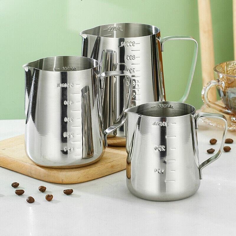 Espresso Coffee Milk Frothing Pitcher 304 Stainless Steel Latte Art Cup Sharp Spout Jug with Measurement
