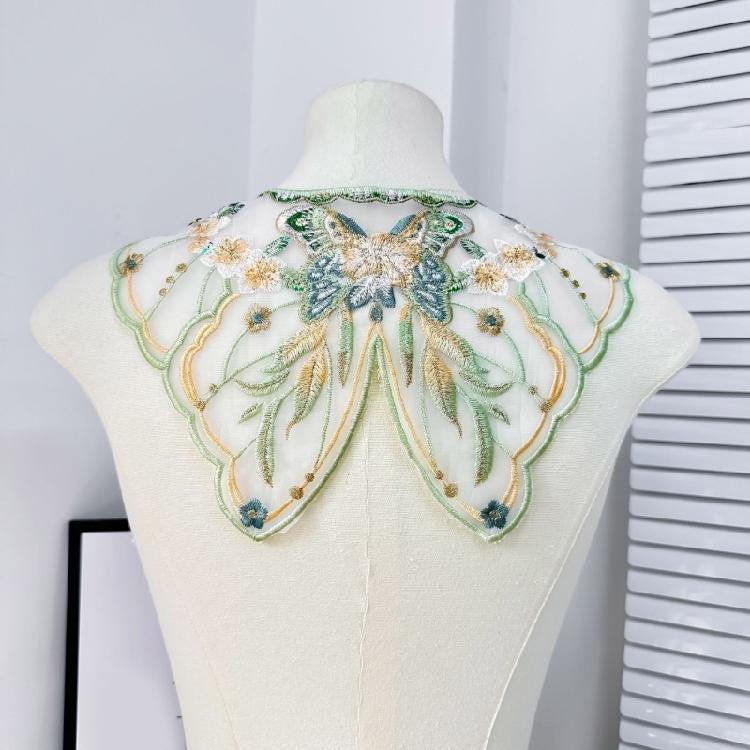 Embroidery Butterfly Flower Yunjian Shawl Decorative Pearl Tassels False Collar