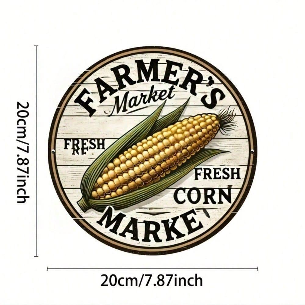 Vintage Metal Wall Art Corn Farmer Market Kitchen Decor