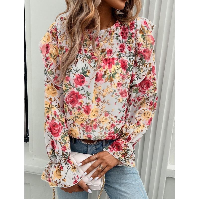 Printed Shirt Female Temperament Long-sleeved Shirt Blouse