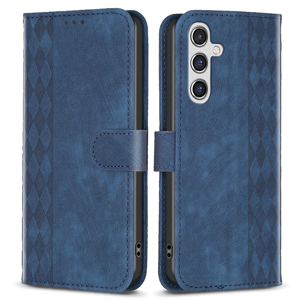 

Для мобільного телефону Samsung Galaxy A55 5G Чохол зі шкіри з тисненою сіткою, стійкий до подряпин, з підставкою Blue