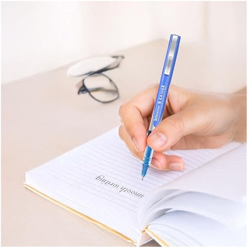 Luxor Schneider Lx-Max Needle Tip Pack Of 4 Pens | 3 Blue Pens+1 Black Pen+ 1 Blue Refill | Best Pen For Students