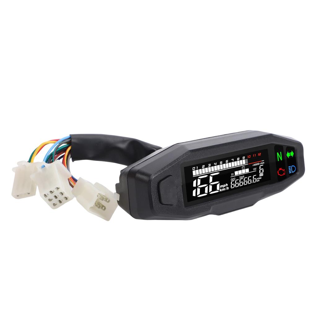 Motorcycle Speedometer 6 Gears 12000 RPM MPH Mini LCD AV Screen Universal Speedometer Odometer