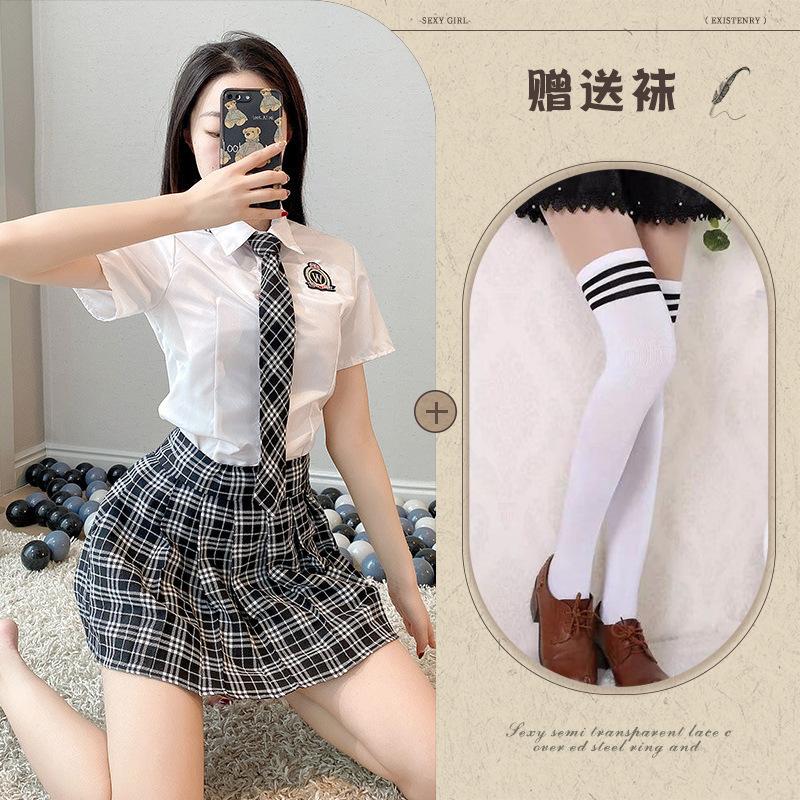 Sexy Underwear, Uniform Temptation, Student Clothing, Plaid Tie, Split Pure Japanese and Korean Campus Uniforms, Role-playing