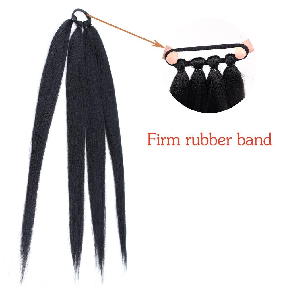 Prodloužení culíku Syntetické boxerské copánky Omotané kolem ocasu s gumičkou Prsten do vlasů 26palcový hnědý ombre cop pro vlastní potřebu