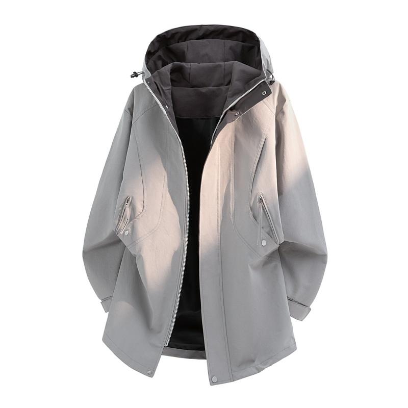 Retro Men s Versatile Mid Length Hooded Jacket Men s Loose Mid Length Jacket XL