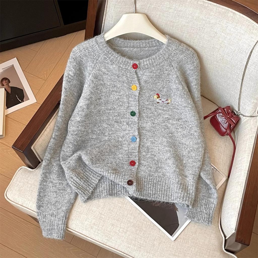 DIMANAF Winter 2025 Autumn Cardigan Embroidery Women Buttons Sweaters Knitting Casual Style Loose Sweater