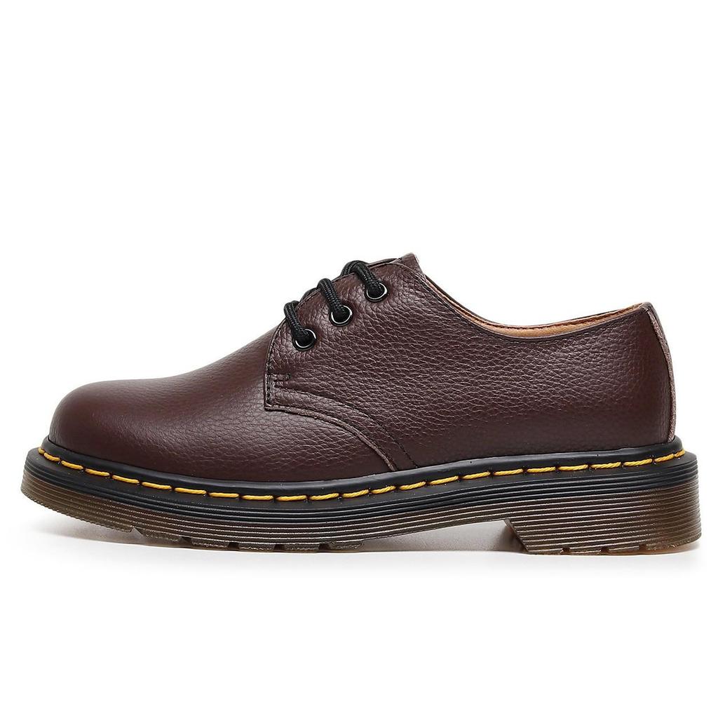 1461 Lychee Pattern Women's Low-Top Leather Shoes, Genuine Leather, British Style Round-Toe Boots, Unisex Casual.