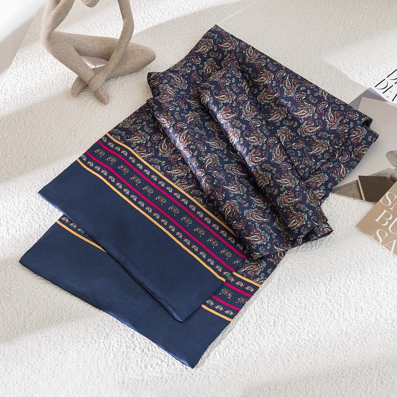 Men's Business Scarf 100% Mulberry Silk Silk Scarf British Style Pattern Fashion Commuter Versatile Scarf Wholesale