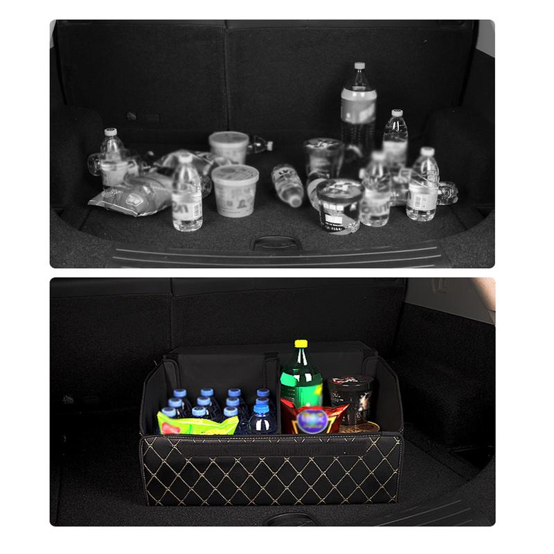 Organizer do bagażnika samochodu luksusowy składany bagażnik samochodowy schludny schowek Wodoodporny organizer do bagażnika samochodowego PU do samochodu
