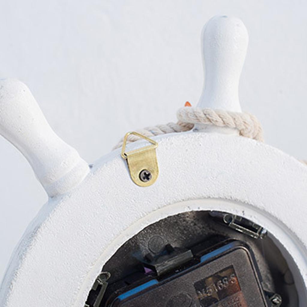 Mediterranean Style Wooden Wall Clock Retro Rudder Ship Wheel Round Hanging Time Clock Farmhouse Home Nautical Decor