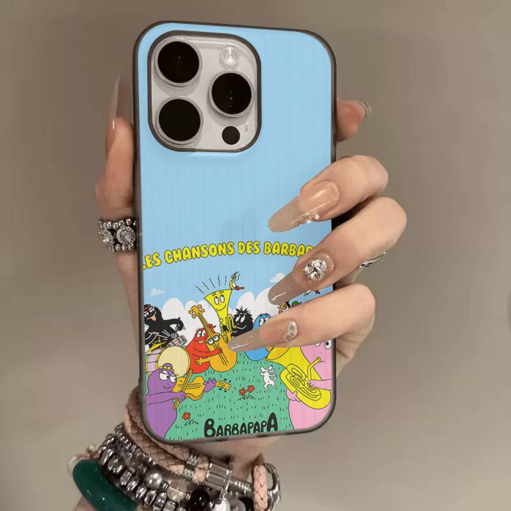 Cartoon Barbapapa Phone Case For IPhone 17 16 15 14 13 12 11 Corrugated Frosted Soft Cover Anti-Slip
