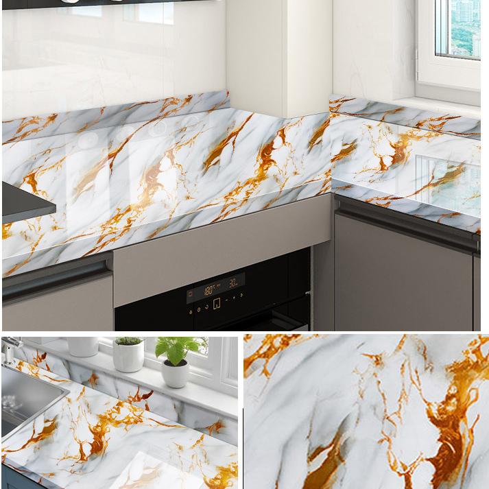 Wohnzimmer, Esstisch, Küche, Marmor-Aufkleber, Wasserdicht und Ölabweisend, Hitzebeständige Tapete, Wandfeuchtigkeitsschutz