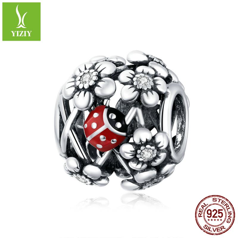 

Садовая фея S925 Стерлинговое серебро Бусины Божья коровка DIY Браслет SCC1641 Silver